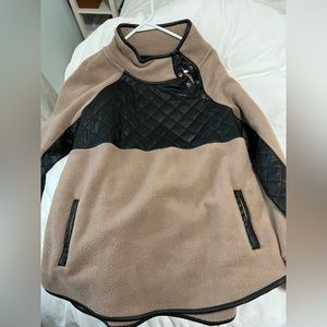 Abercrombie fleece zip up with faux leather